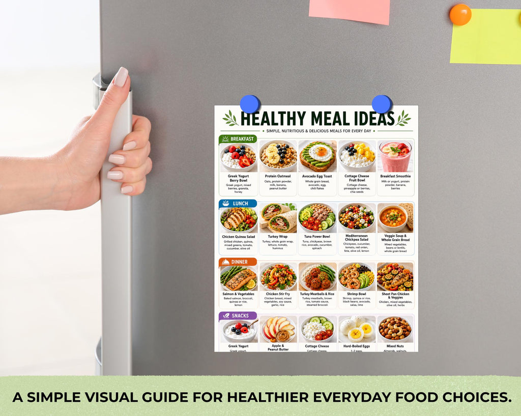 Healthy Meal Ideas Food Lists, Breakfast Lunch Dinner, Grocery List (Printable PDF)