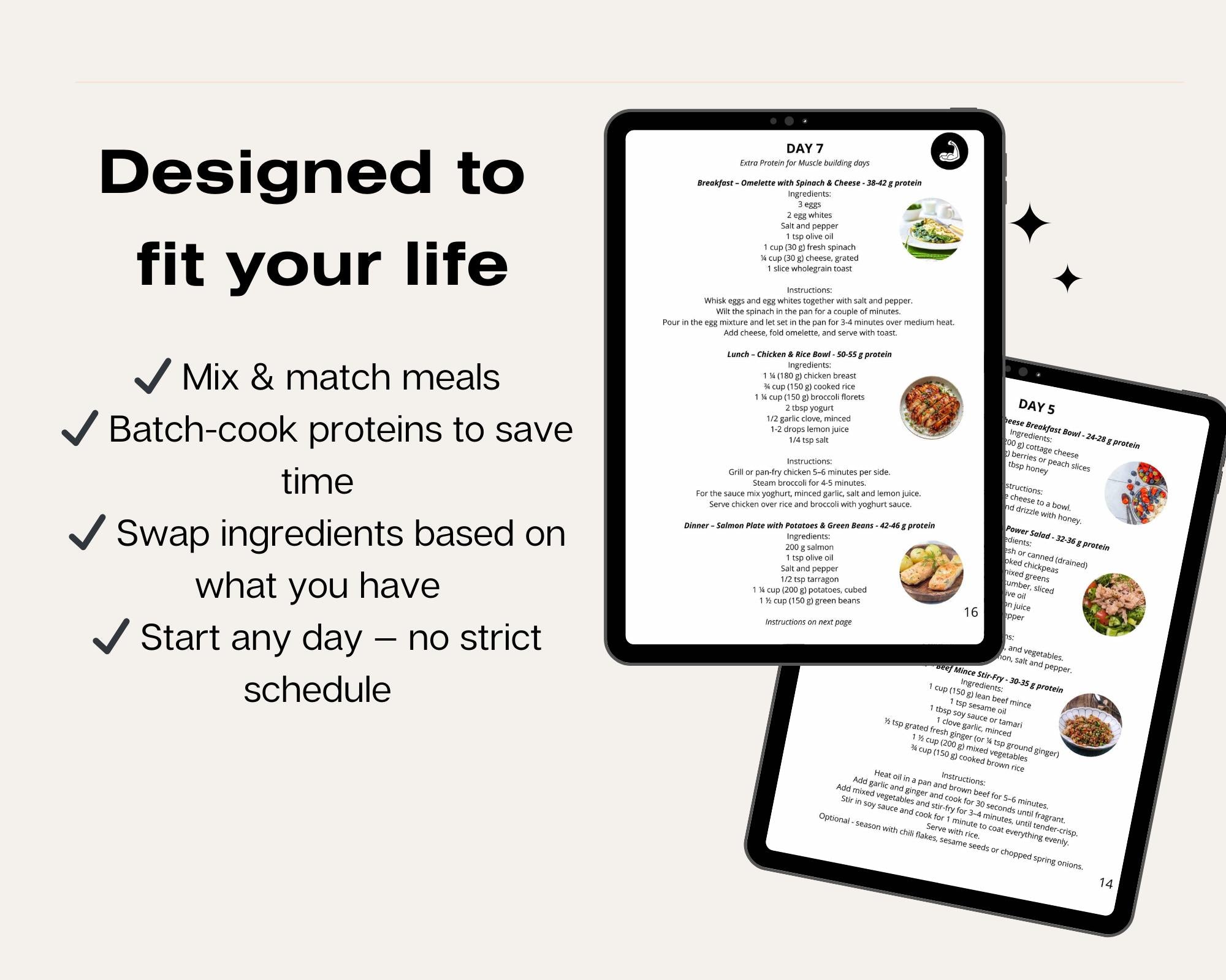 10 Day High Protein Meal Plan, 100g+ Protein Daily and Grocery List