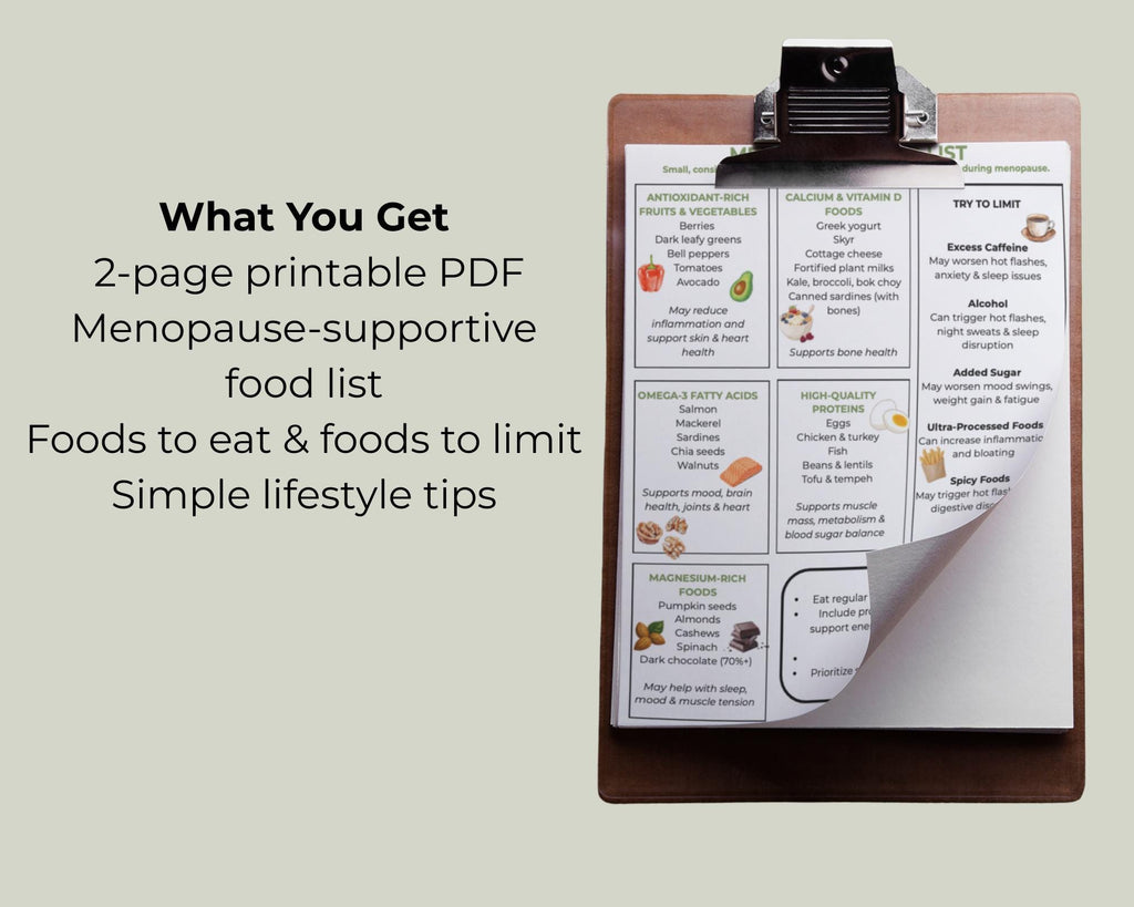 Menopause Food List, What to Eat & Avoid, Hormone Diet Printable