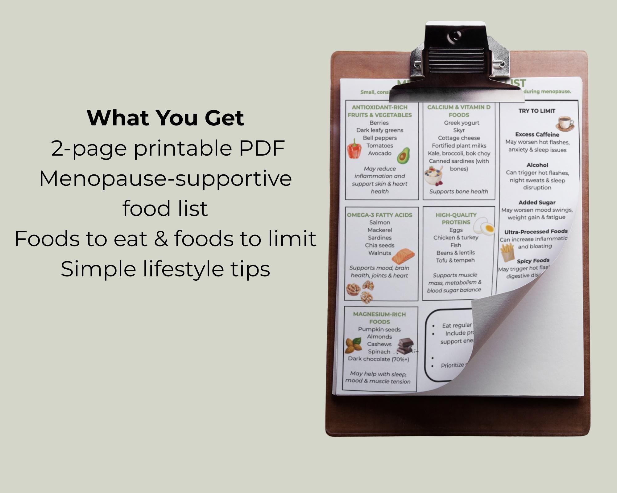 Menopause Food List, What to Eat & Avoid, Hormone Diet Printable