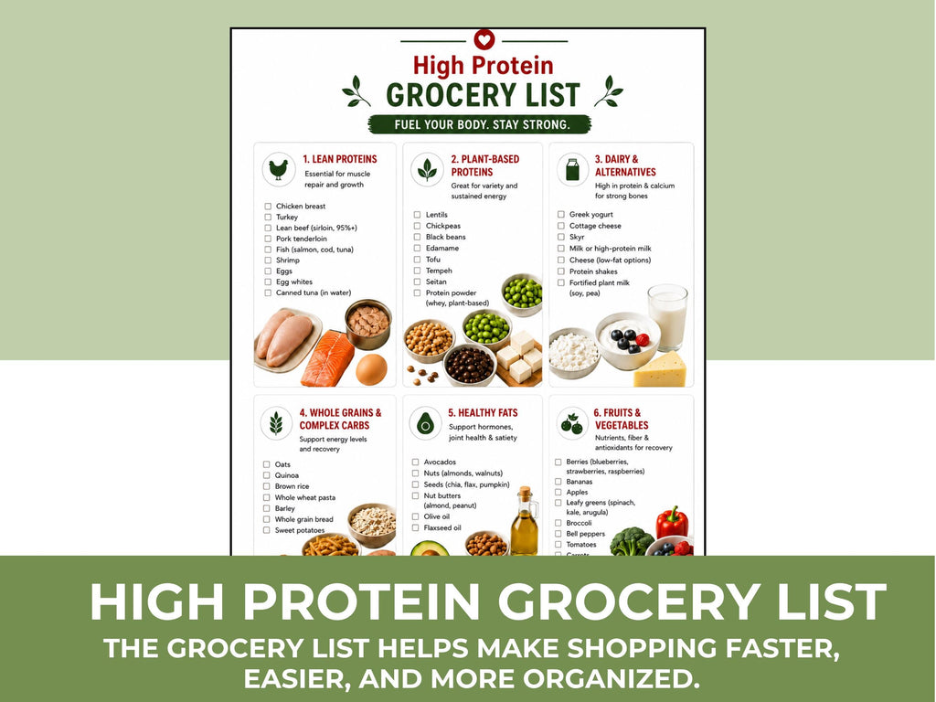 High Protein Food Guide, Meal Ideas, Snack List (Printable PDF)