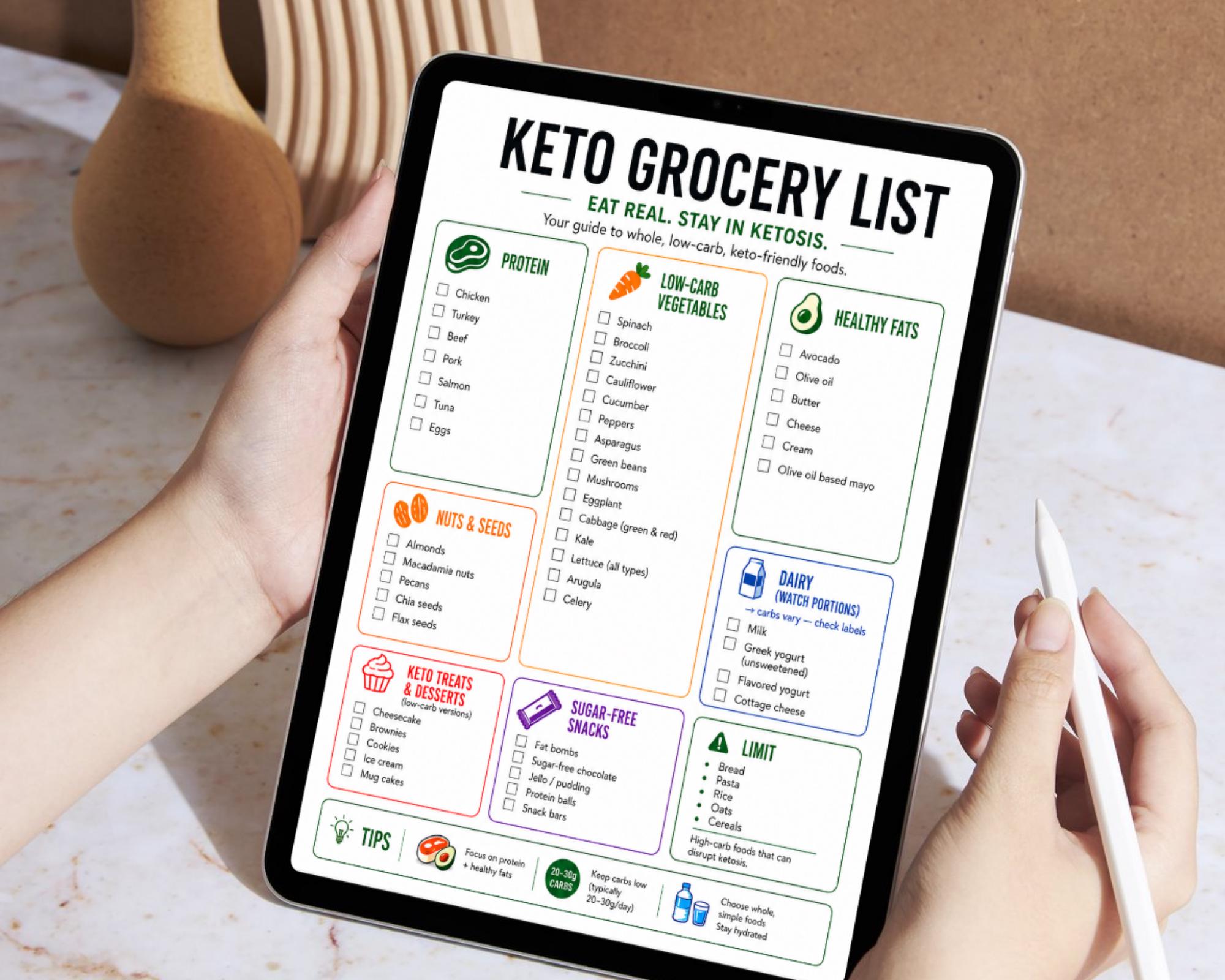 Keto Food Guide, Low Carb Meal Ideas, Snack List & Grocery List