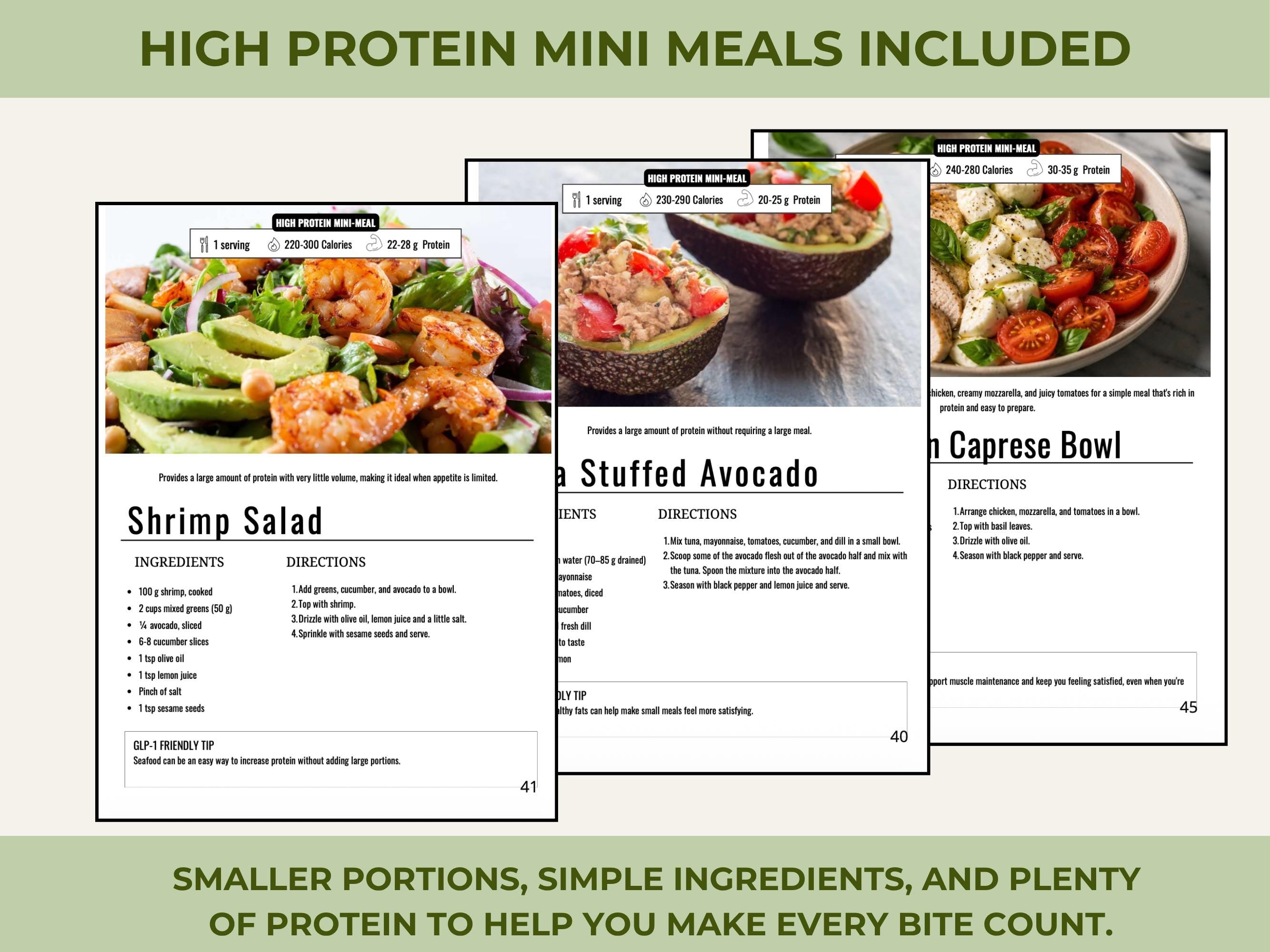 Ultimate GLP-1 Diet Food Guide, 40 Recipes, Meal Plan, Grocery Lists, Planner & Tracker