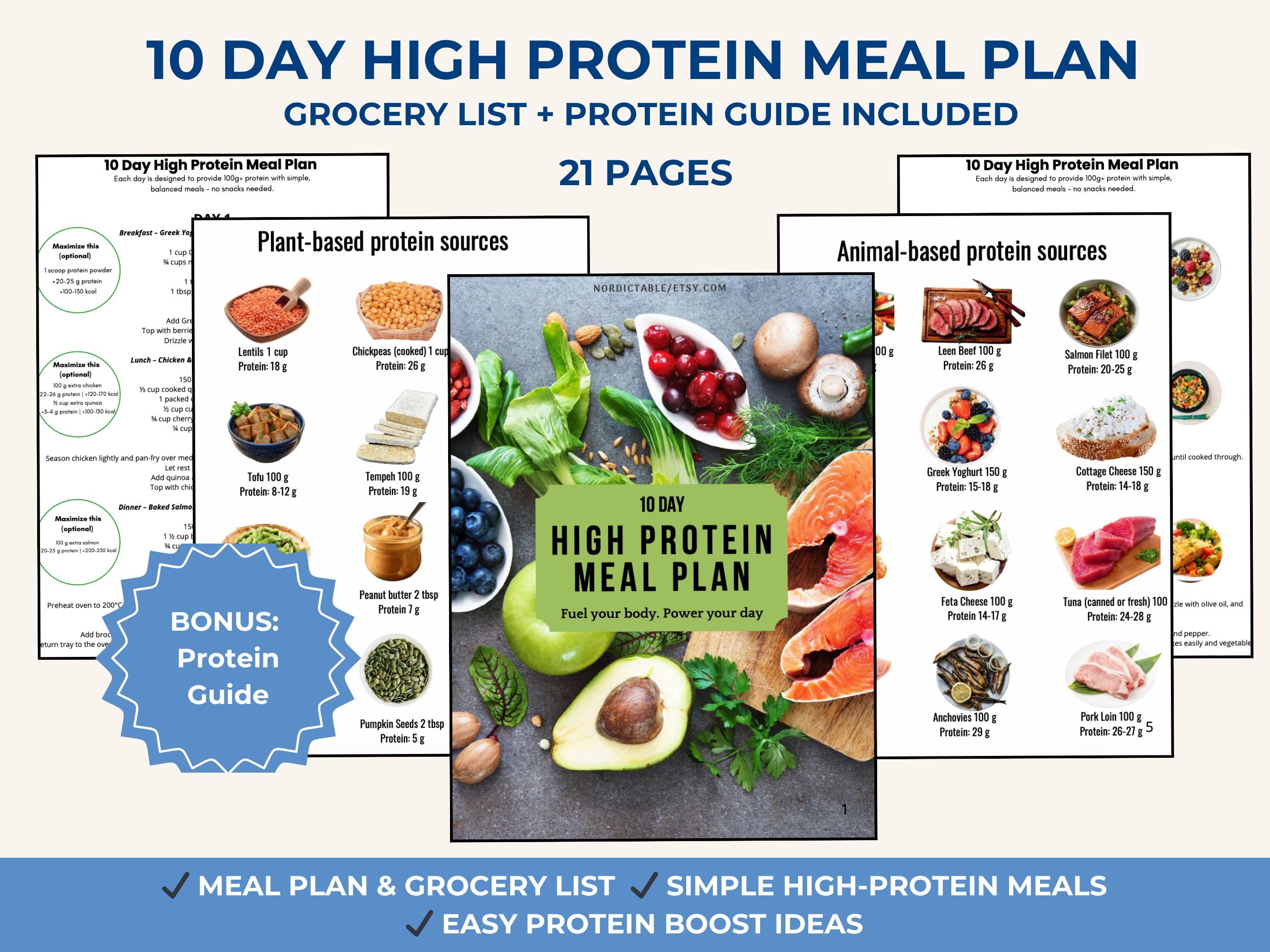 High Protein Meal Plan + Gym Workout Bundle PDF