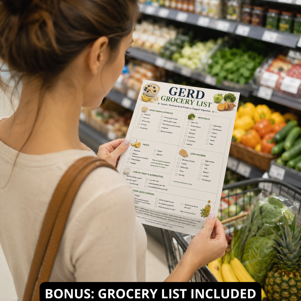 GERD Diet Food & Grocery List, Acid Reflux Diet Chart, Foods to Eat and Avoid, GERD Diet Guide Printable