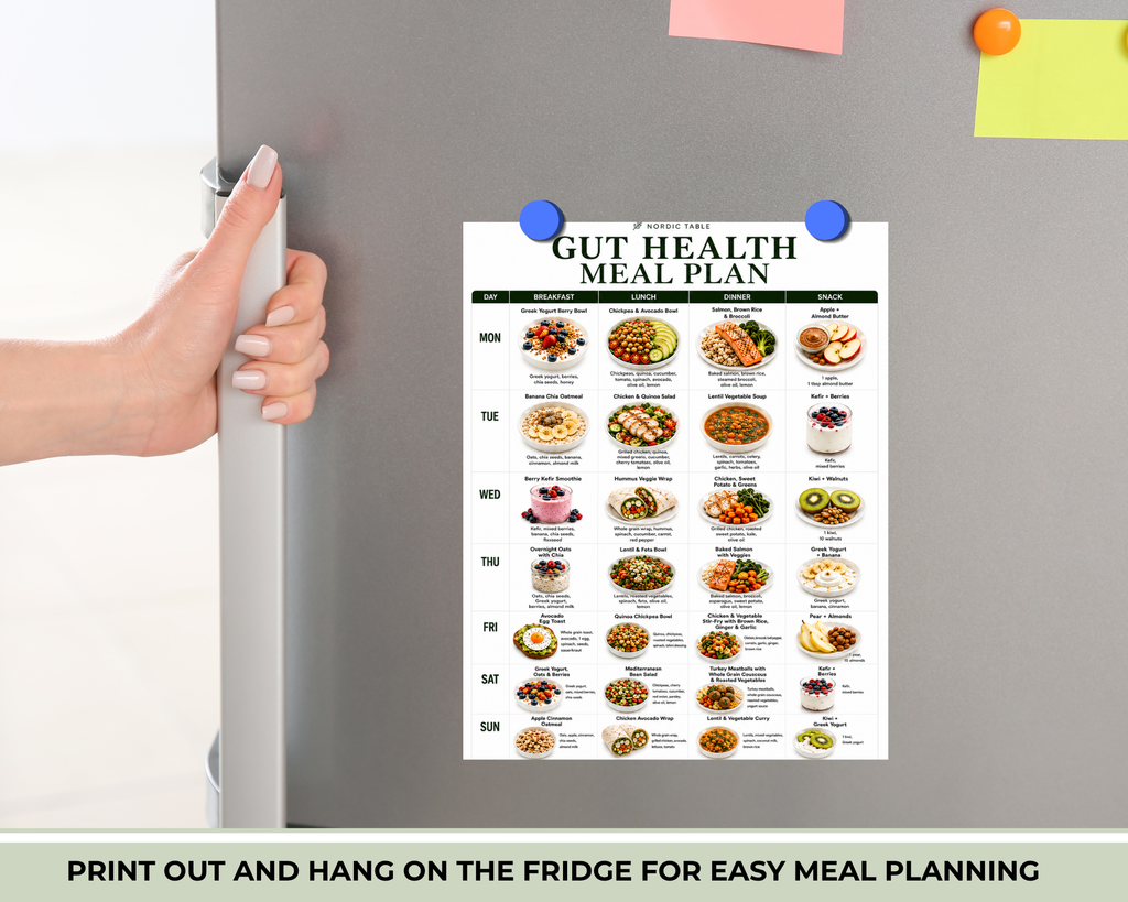 Gut Health Diet Plan, 7 Day Gut Health Meal Plan, 21 Easy Recipes, Gut Healthy Foods, Breakfast Lunch Dinner Recipes