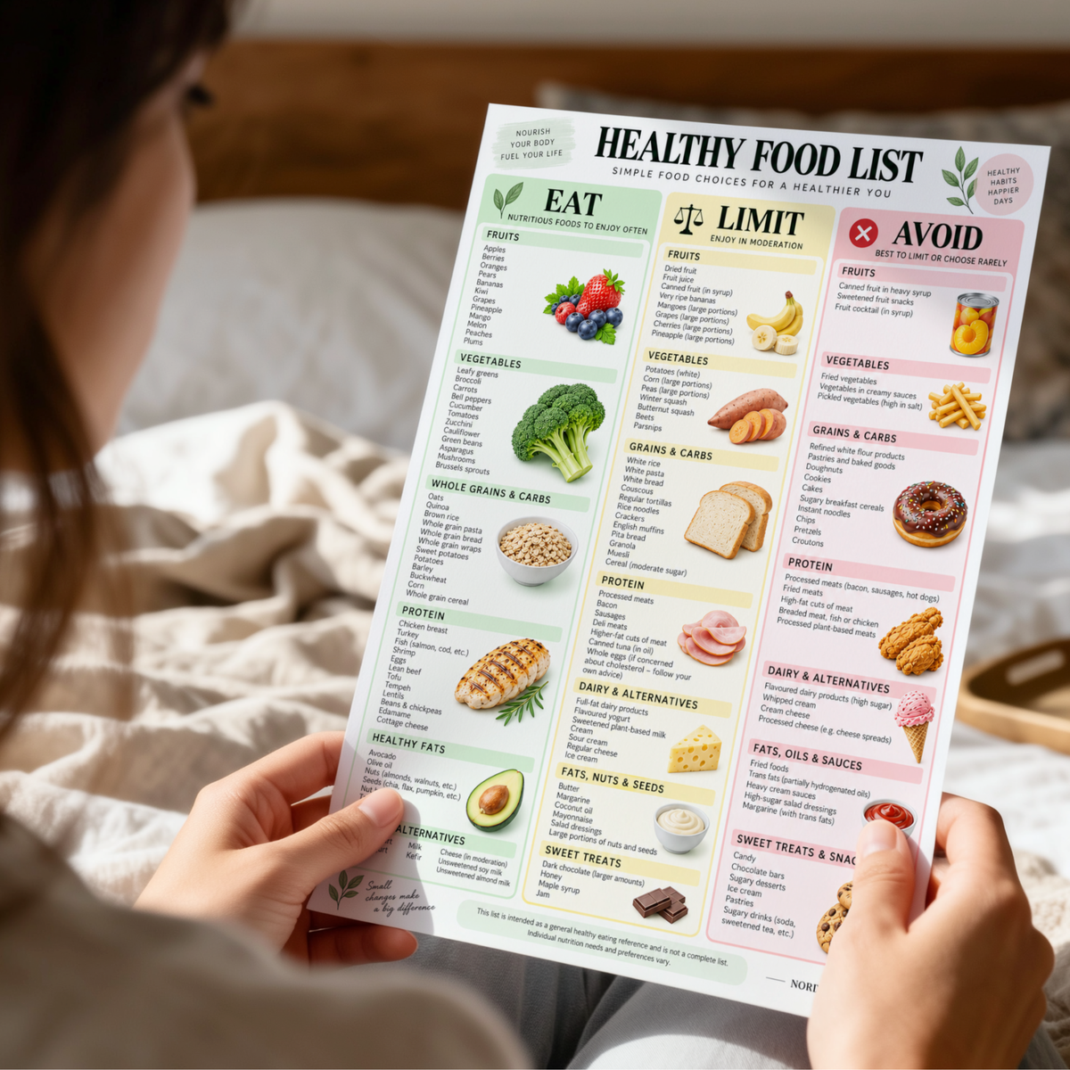 Healthy Eating Guide, Healthy Food List Printable, Grocery List, Snack Ideas & Meal Planner PDF