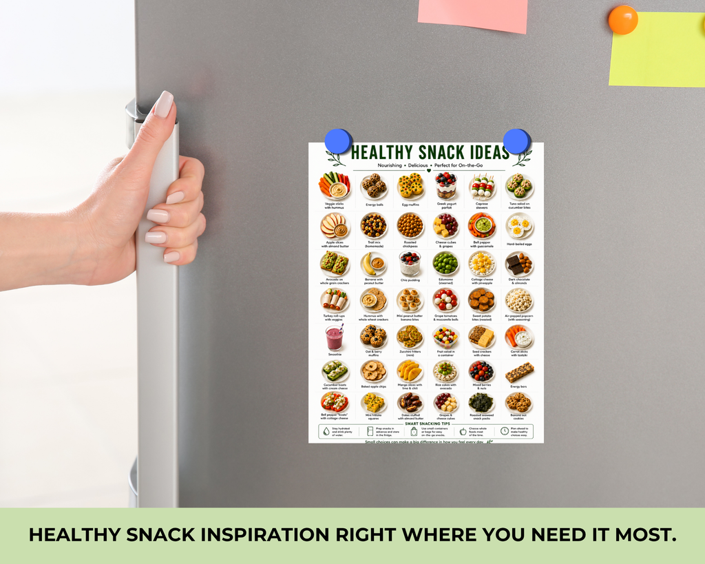 Healthy Snack Ideas Printable, Healthy Food List, Meal Prep & Protein Snacks