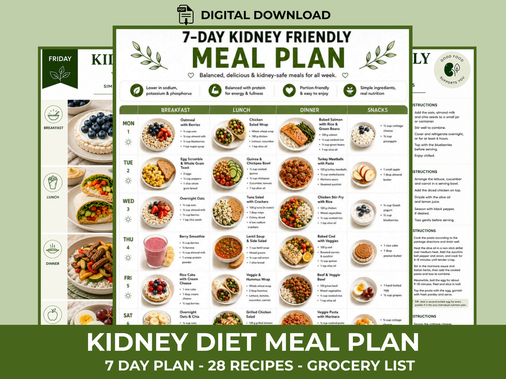 7-Day Kidney Friendly Meal Plan, Recipes, Grocery List (PDF Download)