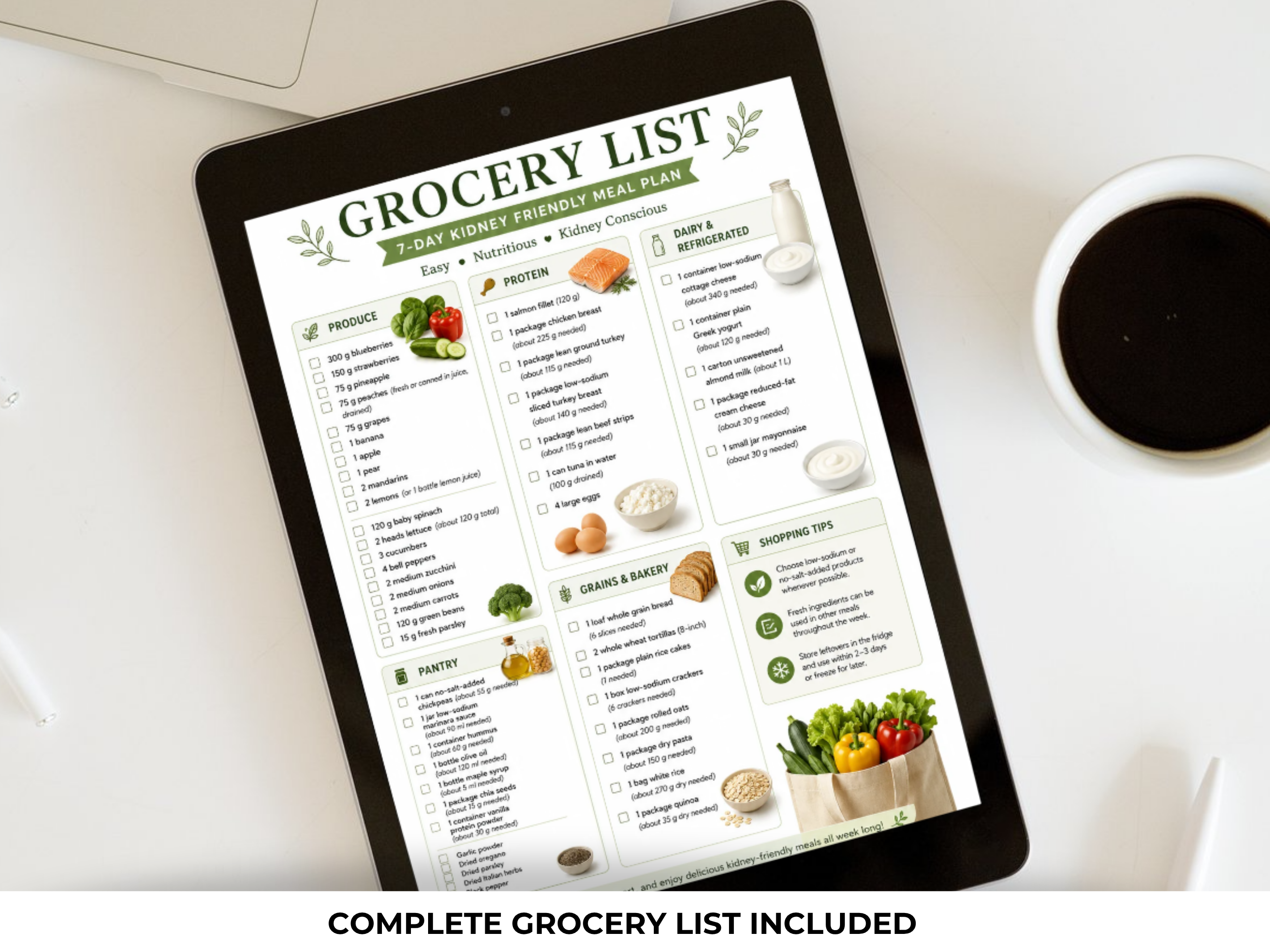 7-Day Kidney Friendly Meal Plan, Recipes, Grocery List (PDF Download)