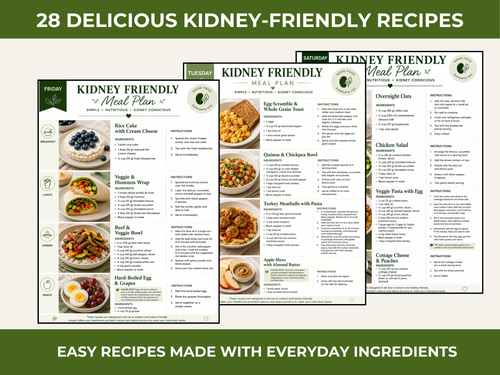 7-Day Kidney Friendly Meal Plan, Recipes, Grocery List (PDF Download)