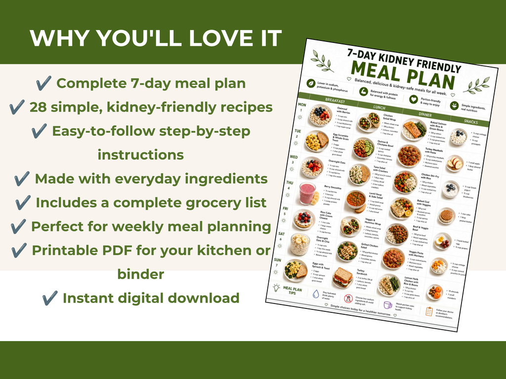 7-Day Kidney Friendly Meal Plan, Recipes, Grocery List (PDF Download)