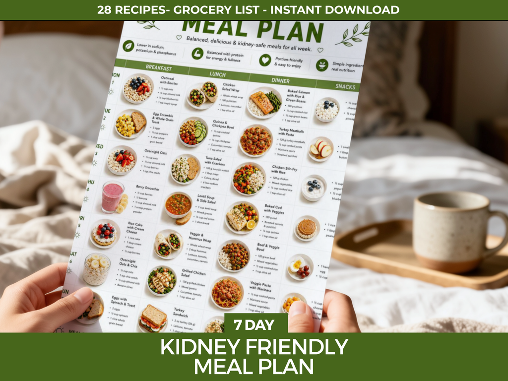 7-Day Kidney Friendly Meal Plan, Recipes, Grocery List (PDF Download)