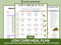 Low Carb Meal Plan Printable, 7 Day High Protein Low Carb Meal Plan, Grocery List & Daily Macros