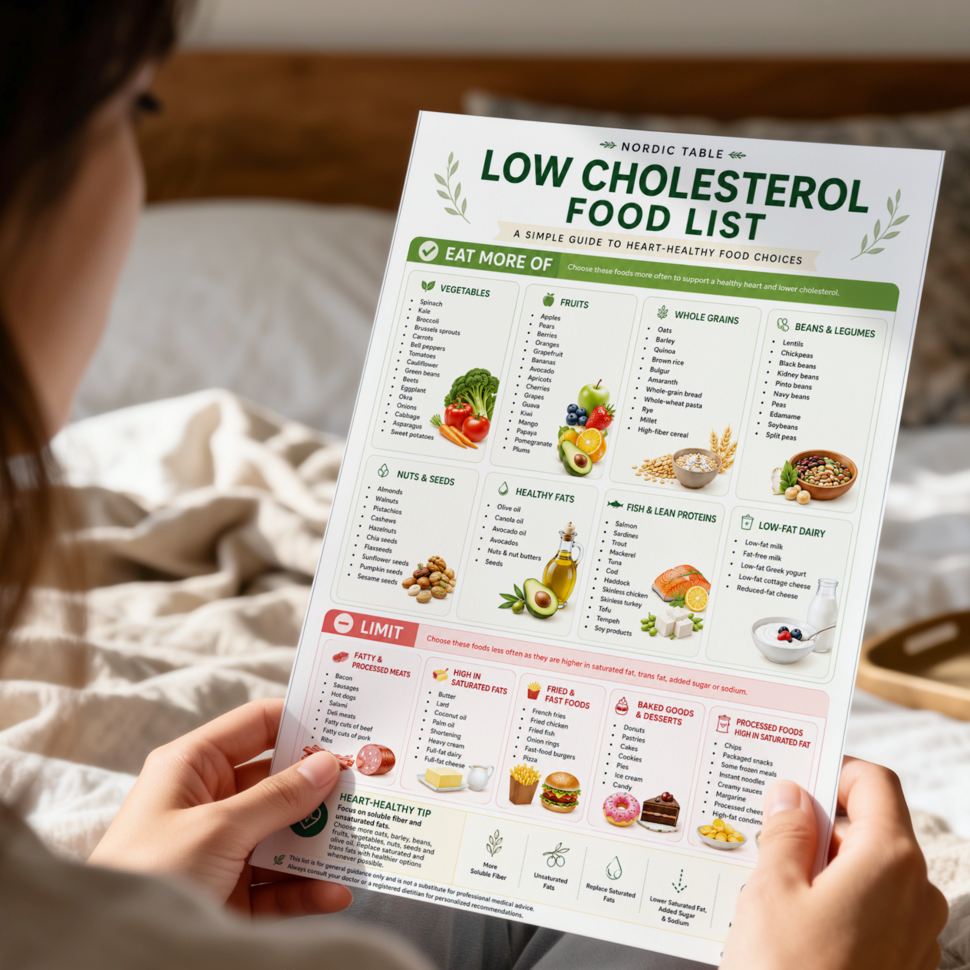 Low Cholesterol Food List, Cholesterol Lowering Foods, Heart Healthy Diet Guide Printable