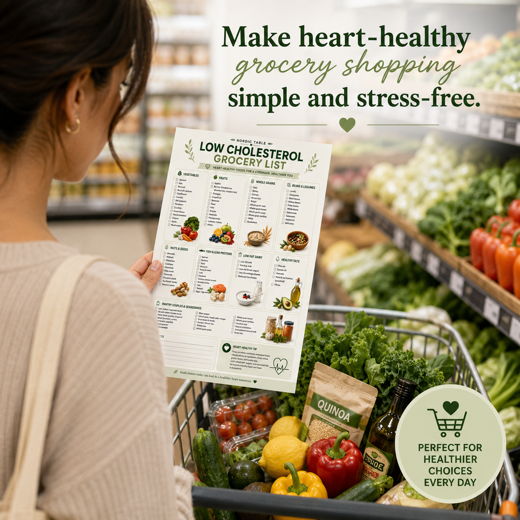 Low Cholesterol Grocery List, Heart Healthy Food List, Low Cholesterol Diet, Cholesterol Lowering Diet