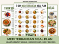Mediterranean Diet Meal Plan Printable, 7 Day Mediterranean Meal Plan, Grocery List & Recipes (Digital Download)