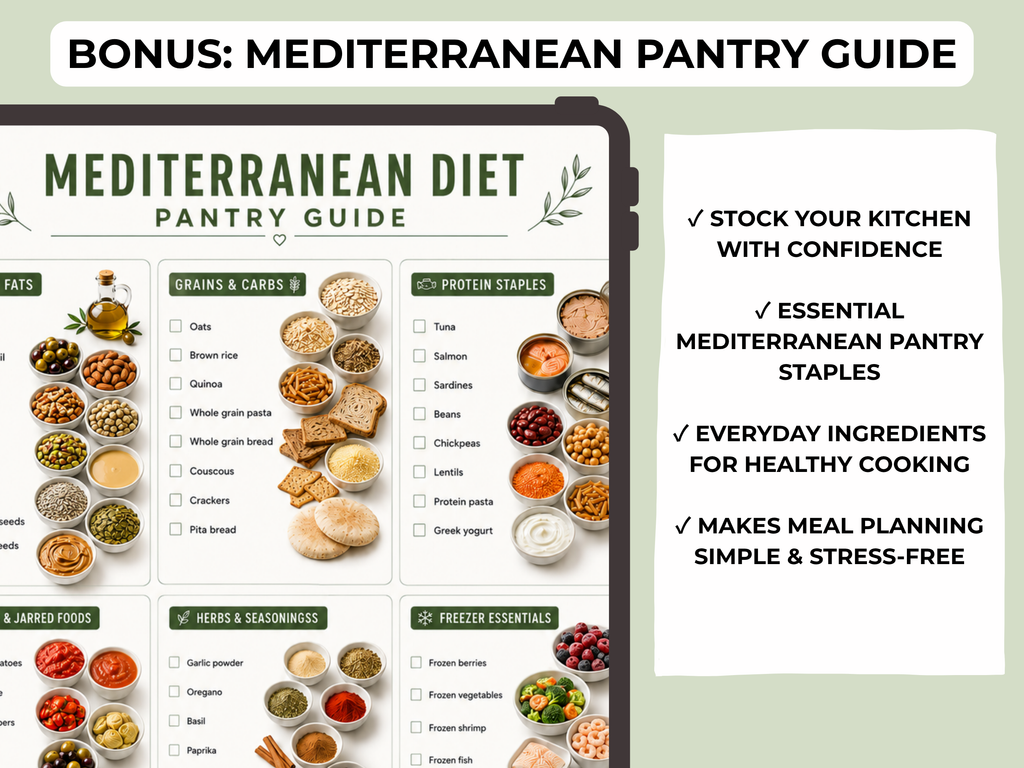 Mediterranean Diet Meal Plan Printable, 7 Day Mediterranean Meal Plan, Grocery List & Recipes (Digital Download)