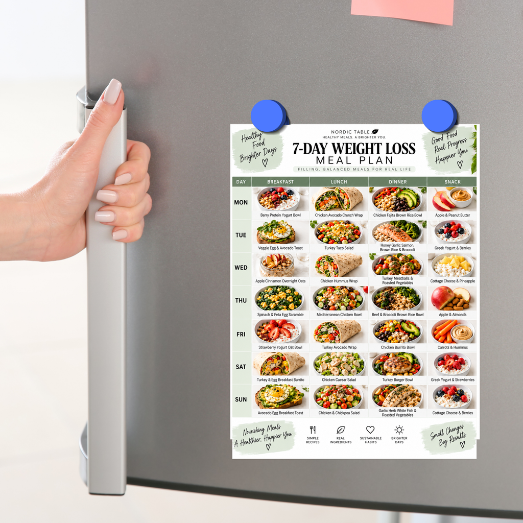 7-Day Weight Loss Meal Plan & Guide, 28 Recipes, Grocery List, Snack List & Meal Tracker