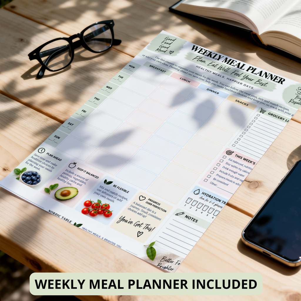 7-Day Weight Loss Meal Plan & Guide, 28 Recipes, Grocery List, Snack List & Meal Tracker