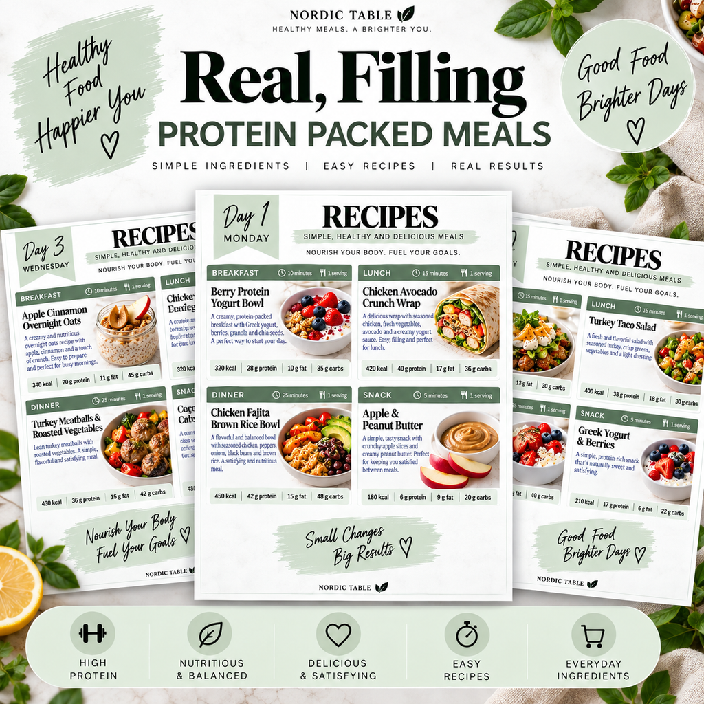 7-Day Weight Loss Meal Plan & Guide, 28 Recipes, Grocery List, Snack List & Meal Tracker