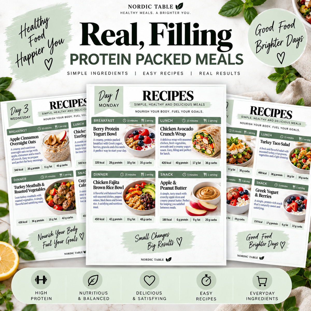 7-Day Weight Loss Meal Plan & Guide, 28 Recipes, Grocery List, Snack List & Meal Tracker